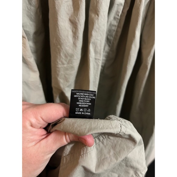 Ruti poplin Khaki Smocked Waist Midi Shirt Dress Size XL 100% Cotton - Picture 5 of 7